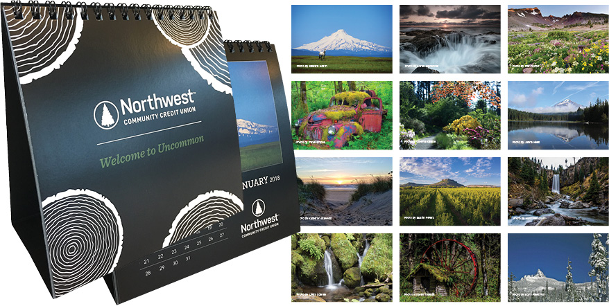 Images of the winning photographs and the calendar front and back.