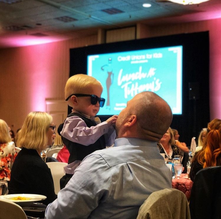 Owen and dad at Lunch at Tiffany's event